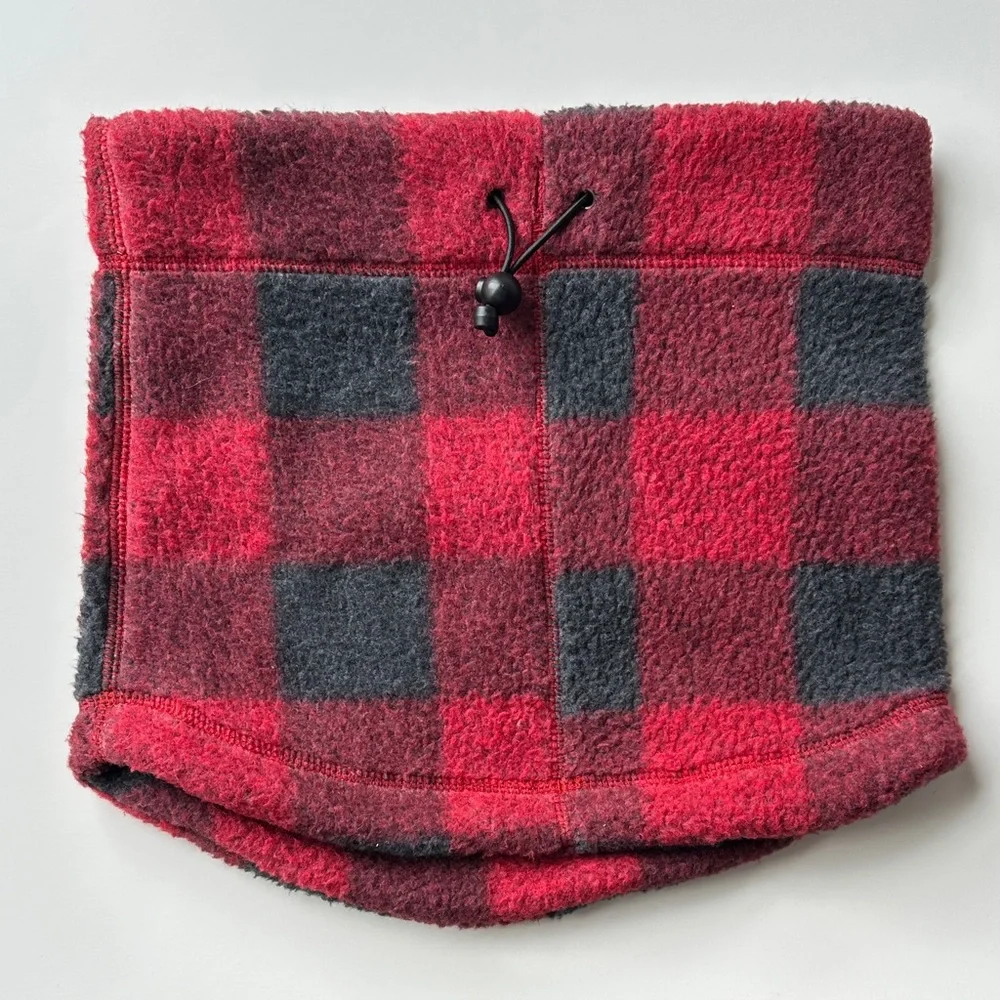 The North Face Red and Gray Buffalo Plaid Fleece Gaiter